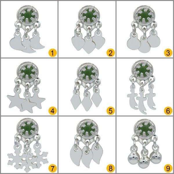 Gümüş Yeşil Taşlı Yöresel Hızma