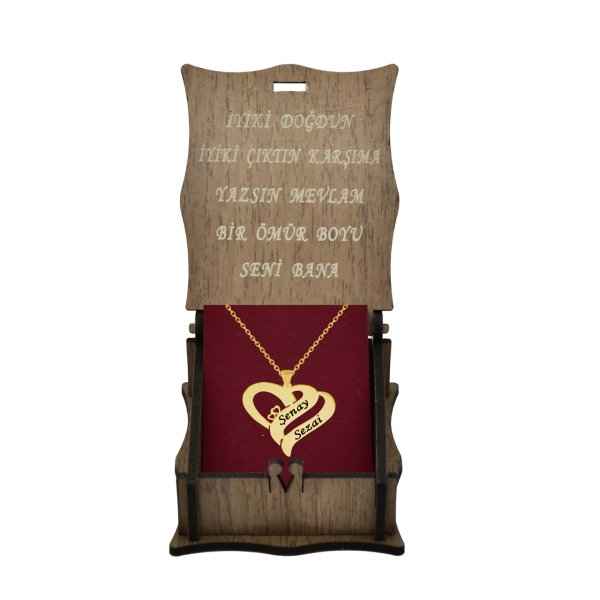 Gümüş Çift Kalpli İsimli Kolye