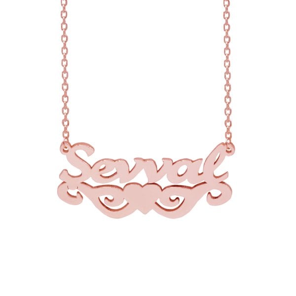 Gümüş Kalpli Melek Kanatlı İsimli Kolye