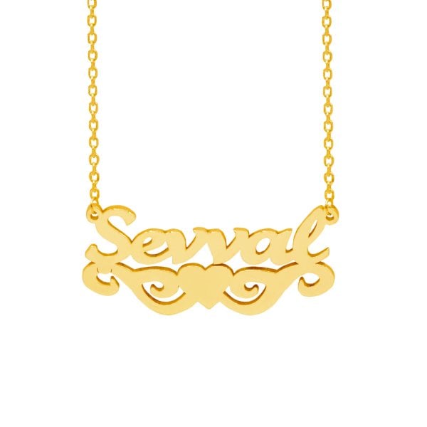 Gümüş Kalpli Melek Kanatlı İsimli Kolye