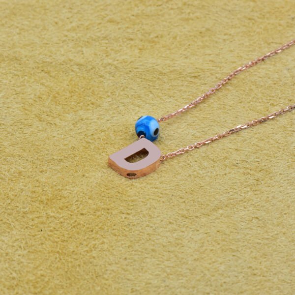 Gümüş Özel Tasarım Nazarlı Taşsız Harfli Kolye