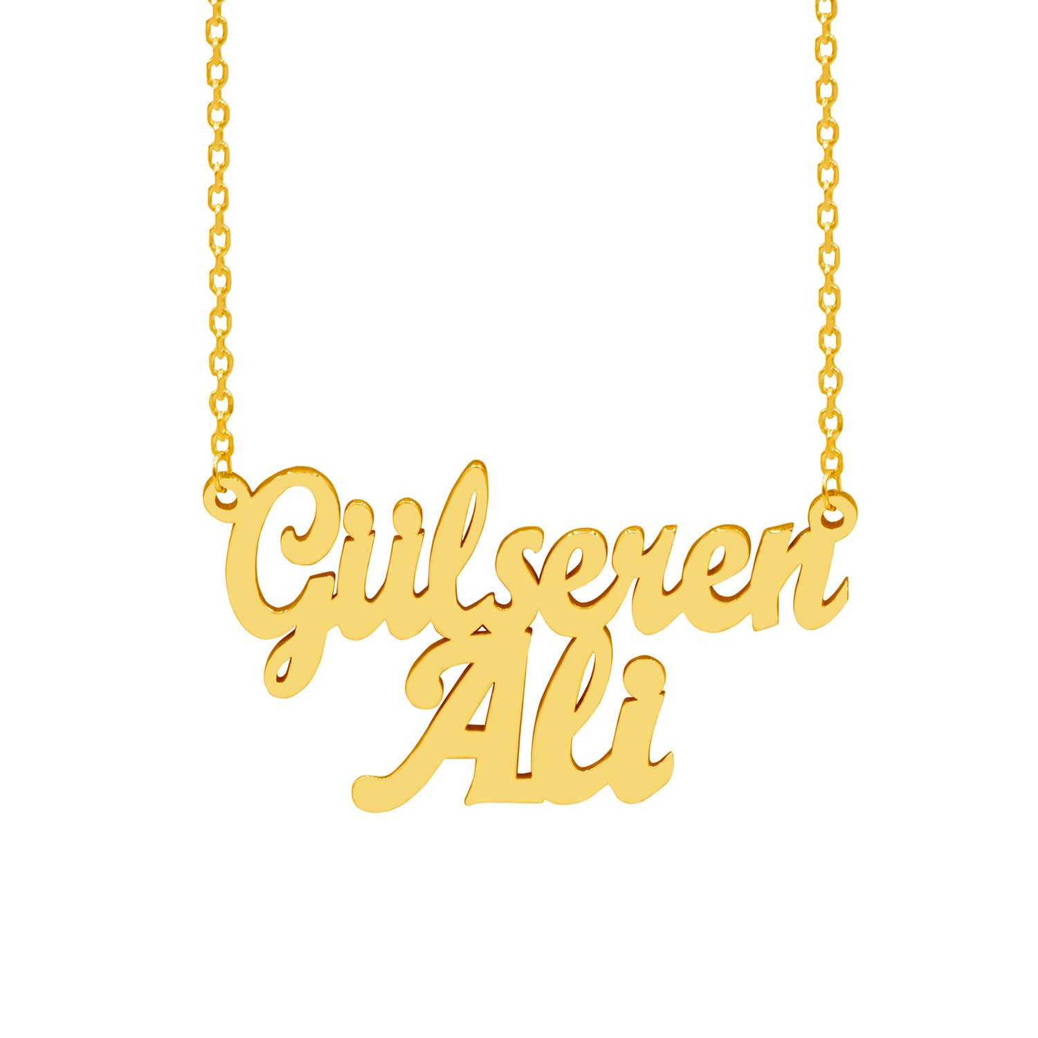 Gümüş Kişiye Özel Tasarım Çift İsimli Kolye