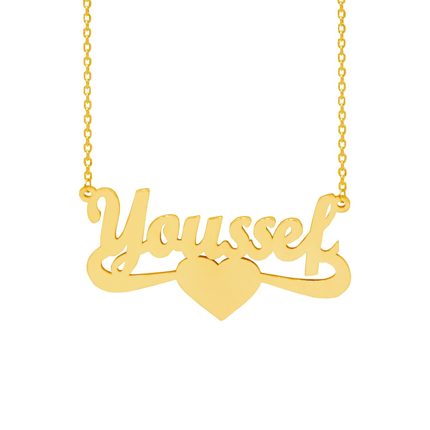 Gümüş Altı Desenli Kalpli İsimli Kolye