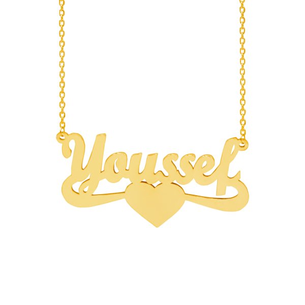 Gümüş Altı Desenli Kalpli İsimli Kolye