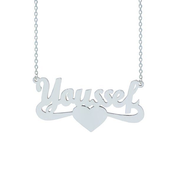 Gümüş Altı Desenli Kalpli İsimli Kolye