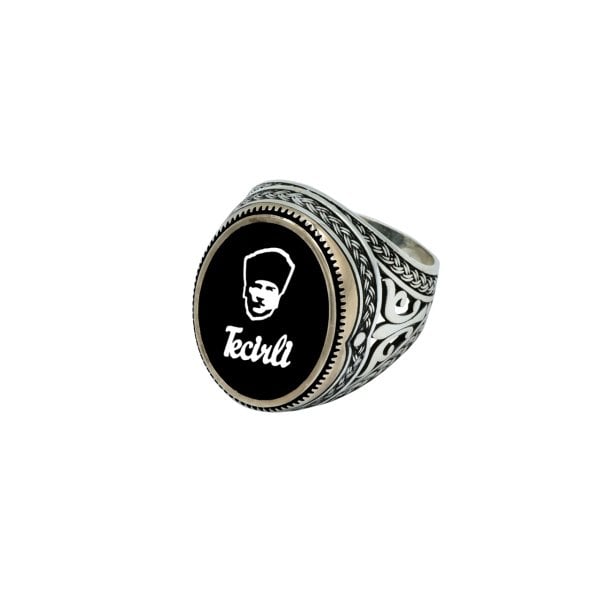 Gümüş Özel Tasarım Atatürk Resimli Erkek Yüzük