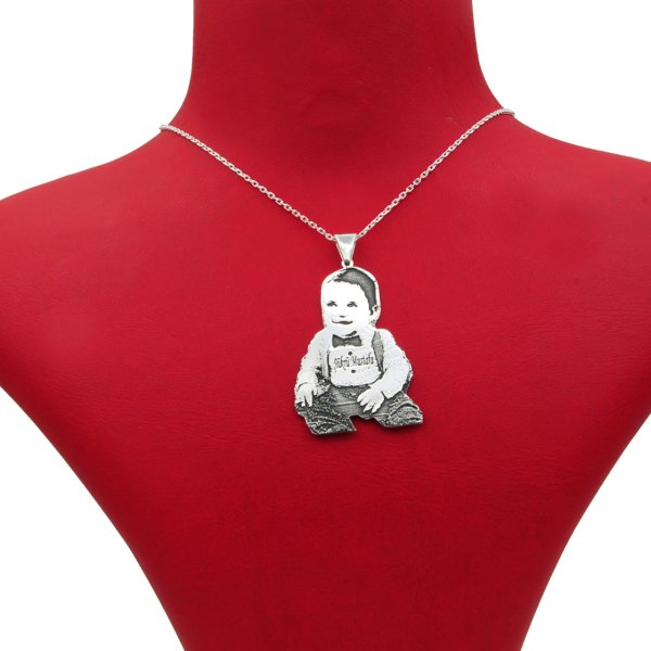 Gümüş Resim İşlemeli Kolye