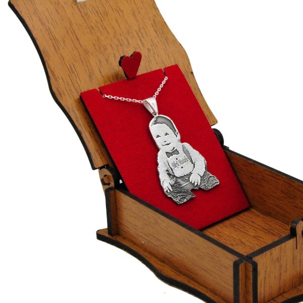 Gümüş Resim İşlemeli Kolye