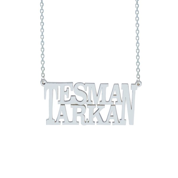 Gümüş Özel Tasarım Çift İsimli Kolye