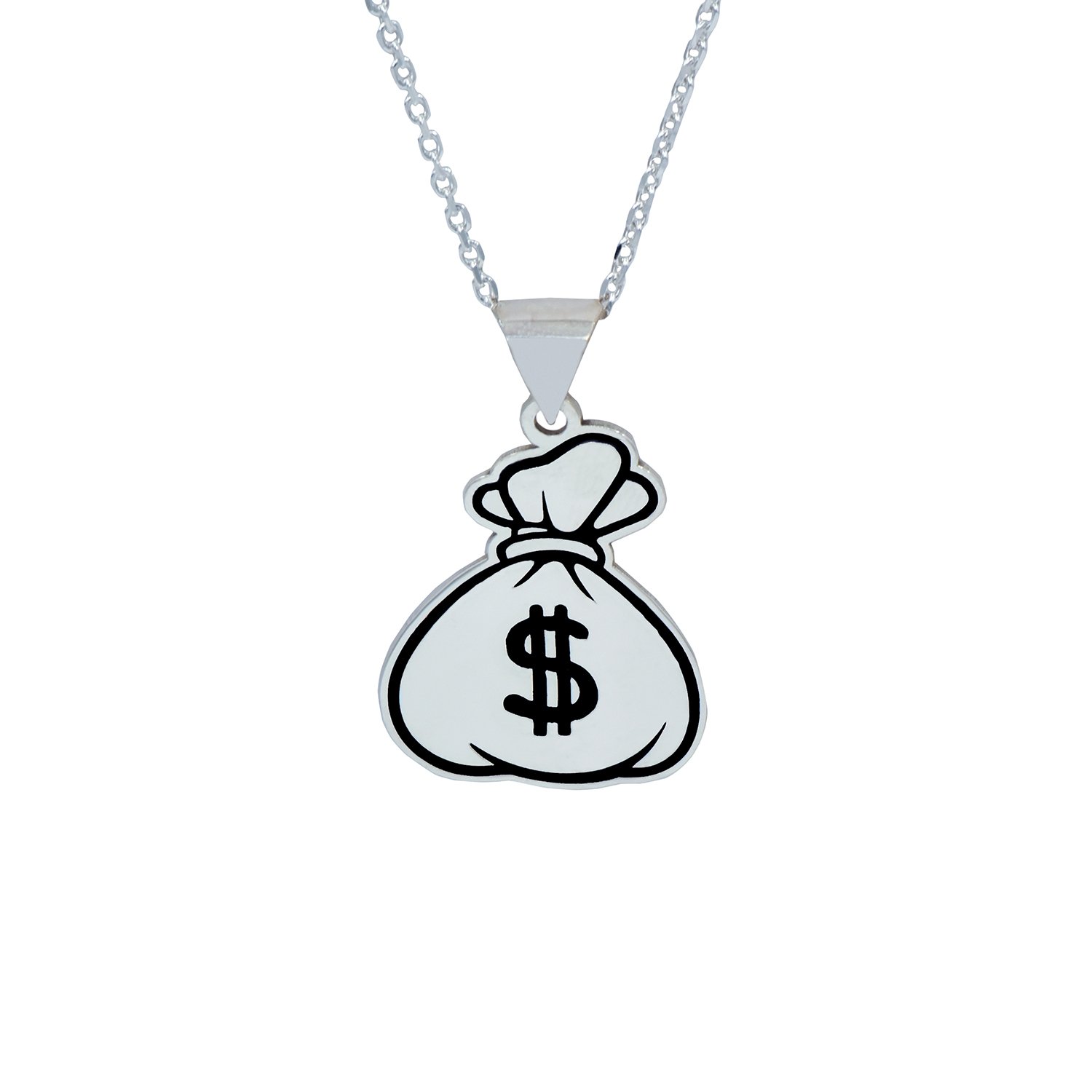 Gümüş Özel Tasarım Dolar Logolu Kolye