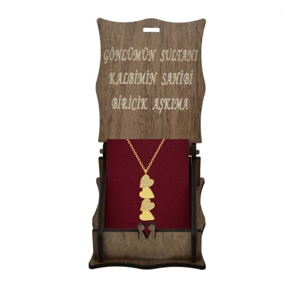 Gümüş Taşlı Taşsız Kalpli Kolye