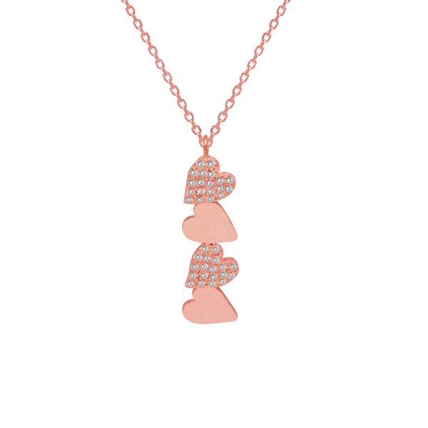 Gümüş Taşlı Taşsız Kalpli Kolye