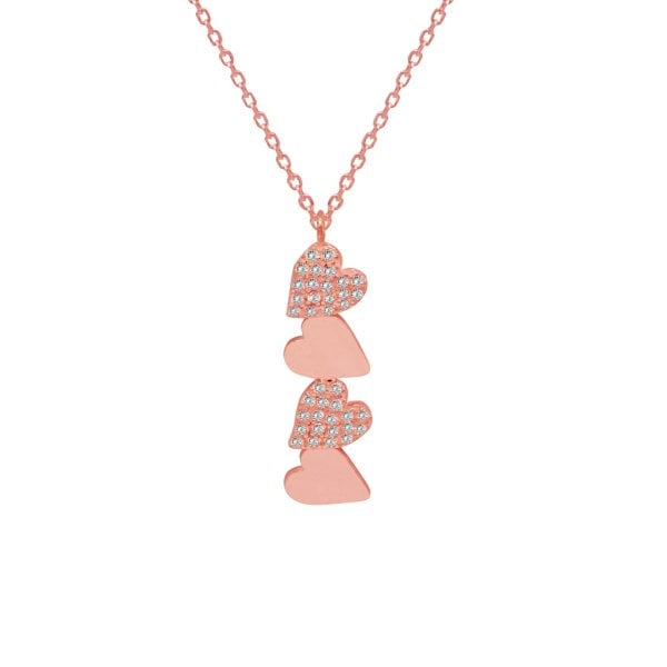 Gümüş Taşlı Taşsız Kalpli Kolye