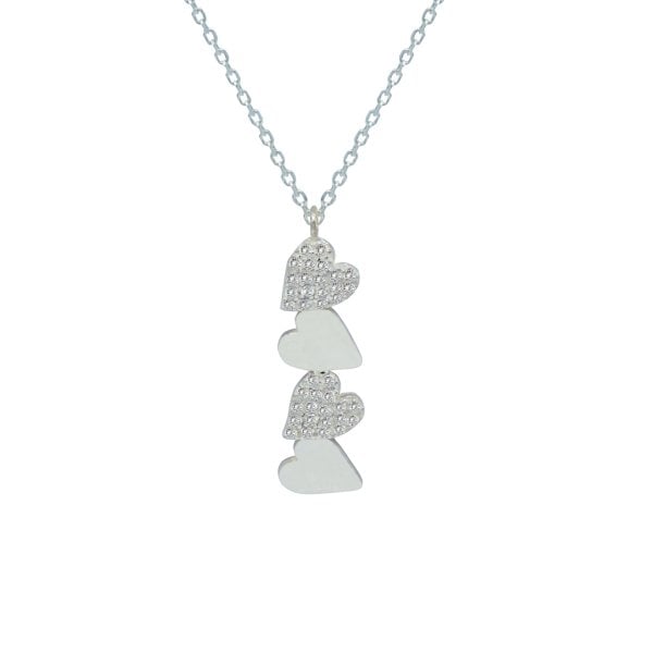 Gümüş Taşlı Taşsız Kalpli Kolye