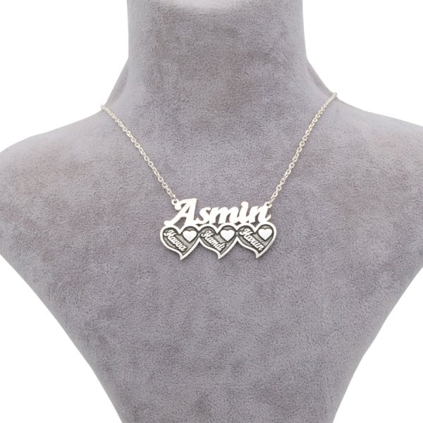 Gümüş 3 Kalpli İsimli Kolye