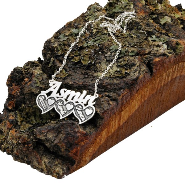 Gümüş 3 Kalpli İsimli Kolye