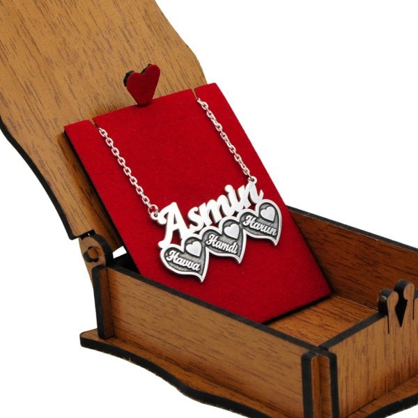 Gümüş 3 Kalpli İsimli Kolye