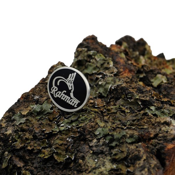 Gümüş Tuğralı Tasarım Mineli İsimli Yaka Rozeti