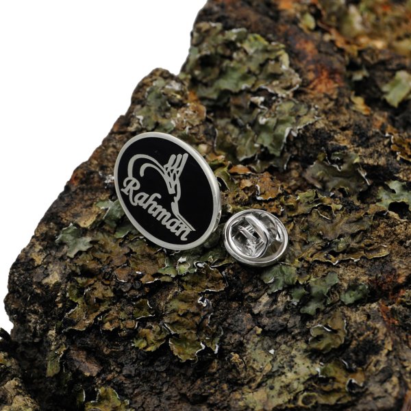 Gümüş Tuğralı Tasarım Mineli İsimli Yaka Rozeti