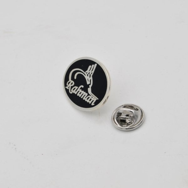 Gümüş Tuğralı Tasarım Mineli İsimli Yaka Rozeti