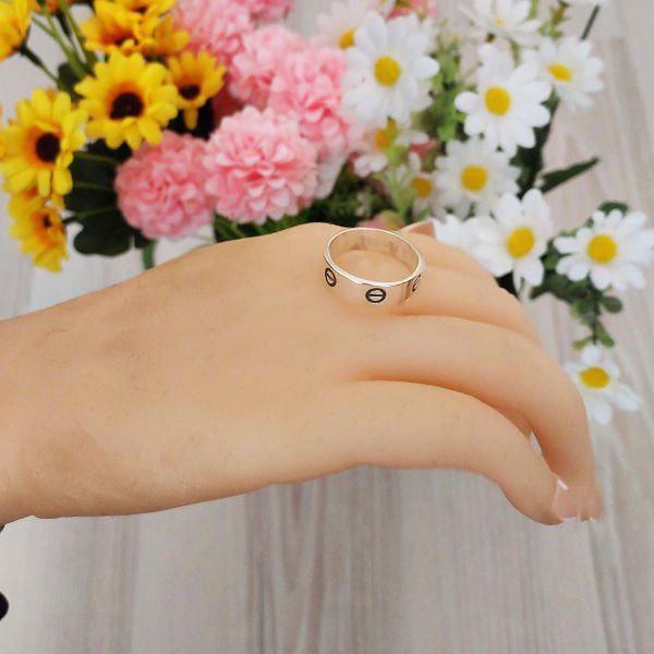 Gümüş Vida Başı Yüzük Alyans