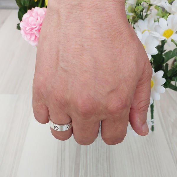 Gümüş Vida Başı Yüzük Alyans