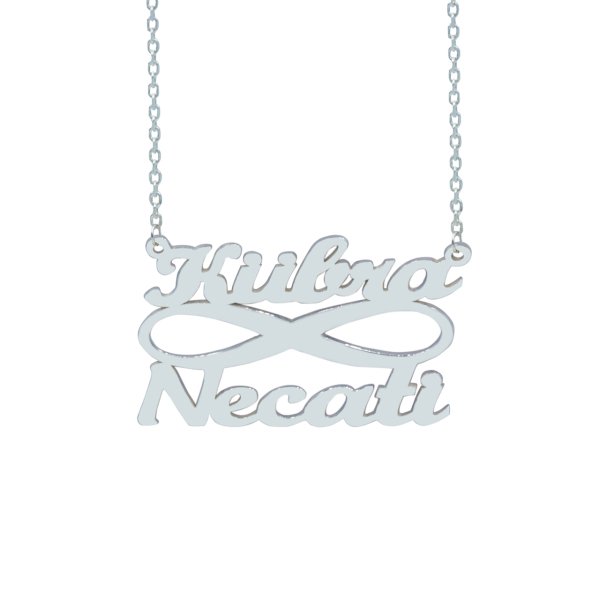 Gümüş Taşsız Sonsuzluk İki İsimli Kolye