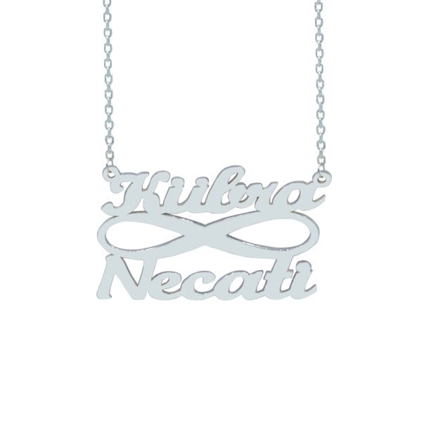 Gümüş Taşsız Sonsuzluk İki İsimli Kolye