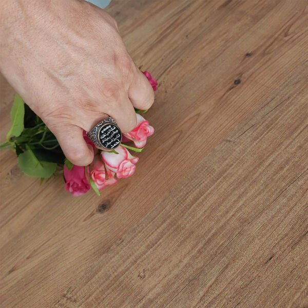 Gümüş Mineli Arapça Dualı İsimli Erkek Yüzük