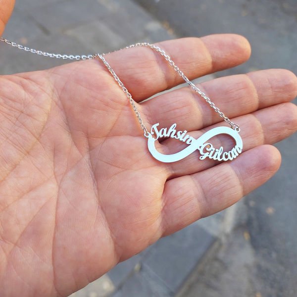 Gümüş Taşsız Sonsuzluk İsimli  Kolye