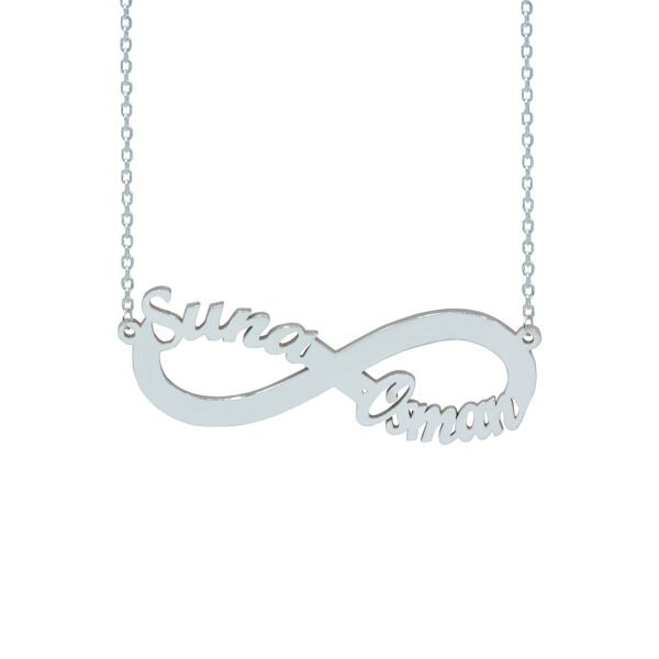 Gümüş Taşsız Sonsuzluk İsimli  Kolye