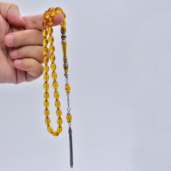 Ateş Kehribar Tesbih Nakkaş İmame İşlemeli