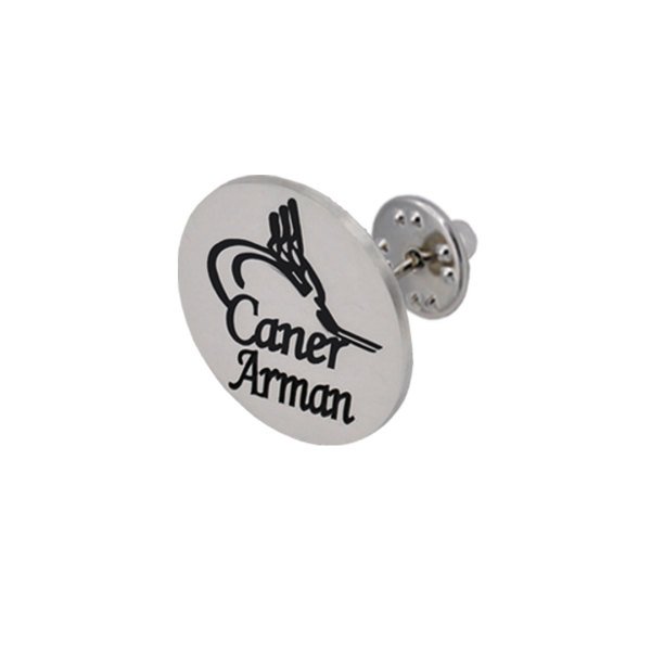 Gümüş Tuğra Tasarımlı İsimli Yaka Rozeti