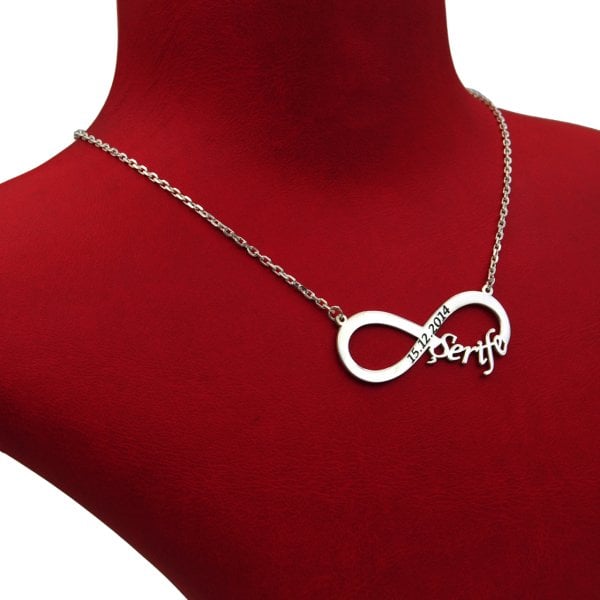 Gümüş Tarihli Sonsuzluk Tek İsimli Kolye