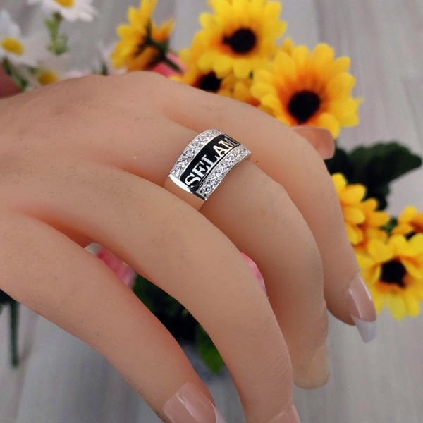 Gümüş Özel Tasarım Taşlı Mineli İsimli Yüzük
