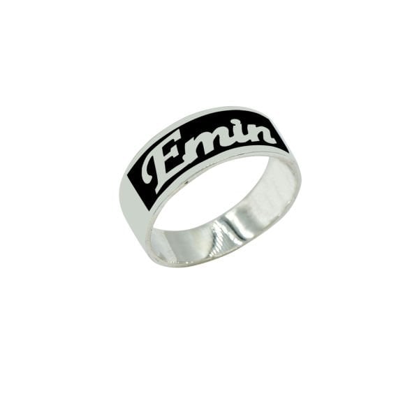 Gümüş Kişiye Özel Tasarım Mineli İsimli Yüzük