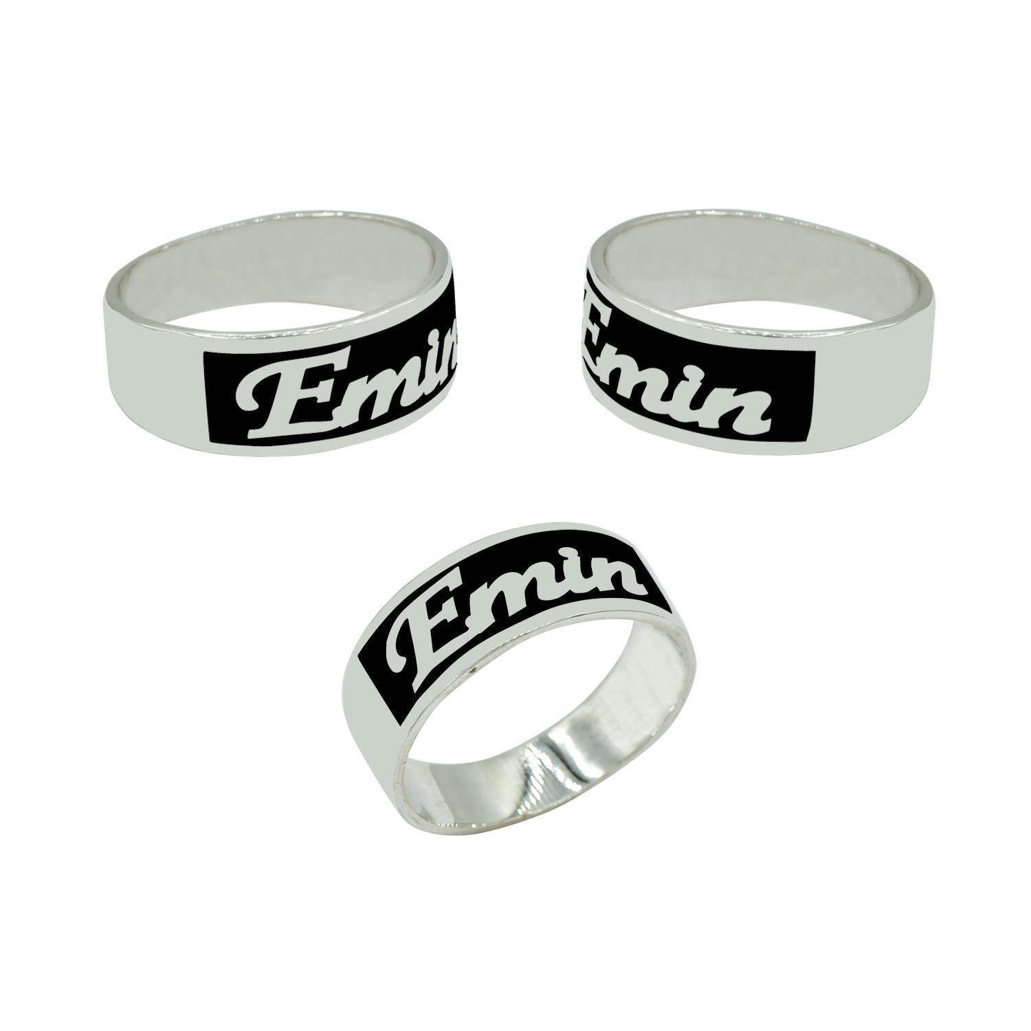 Gümüş Kişiye Özel Tasarım Mineli İsimli Yüzük