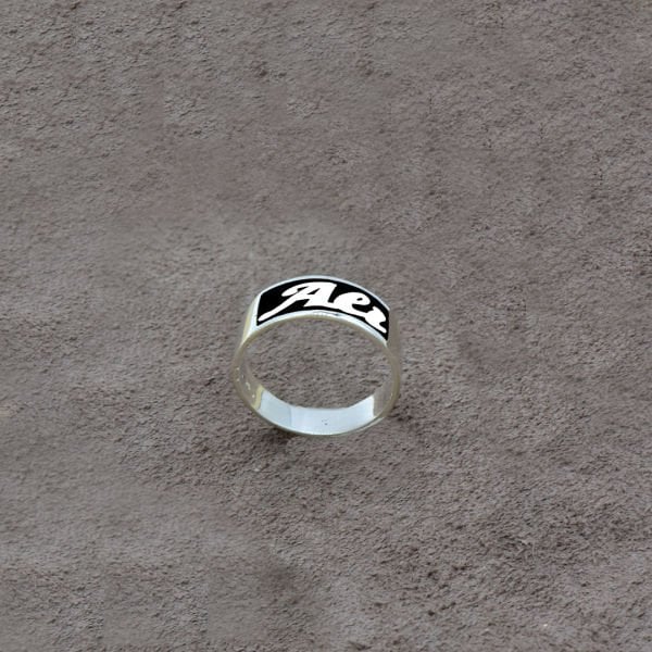 Gümüş Kişiye Özel Tasarım Mineli İsimli Yüzük