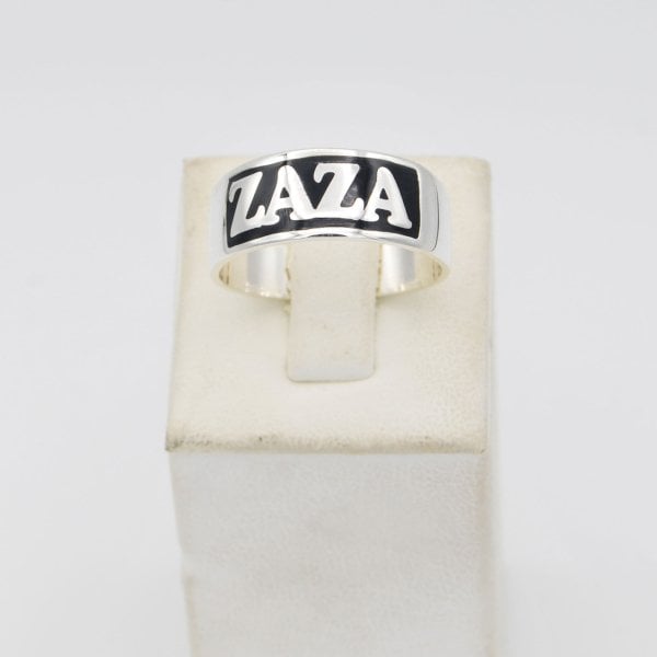 Gümüş Kişiye Özel Tasarım Mineli İsimli Yüzük