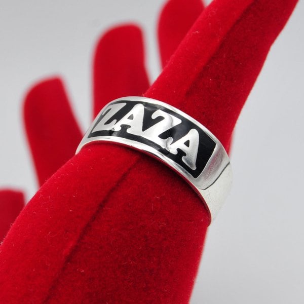 Gümüş Kişiye Özel Tasarım Mineli İsimli Yüzük