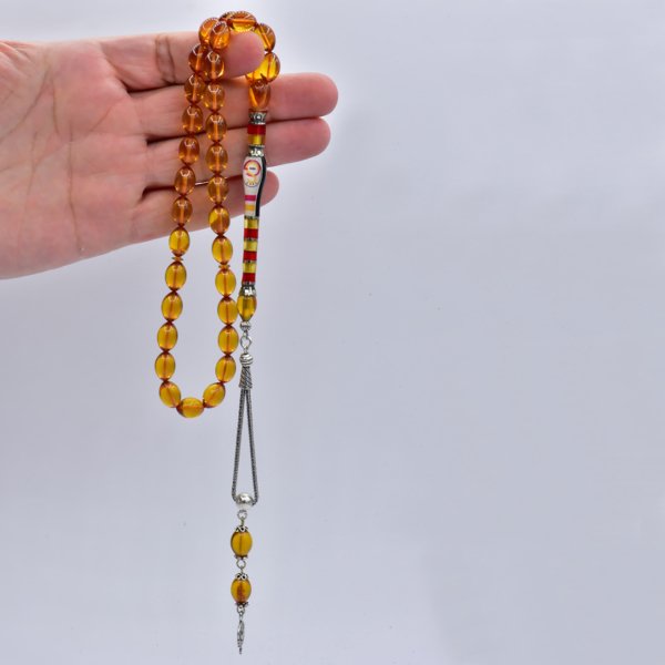 Nakkaş İmame Takım Logolu Ateş Kehribar Tesbih