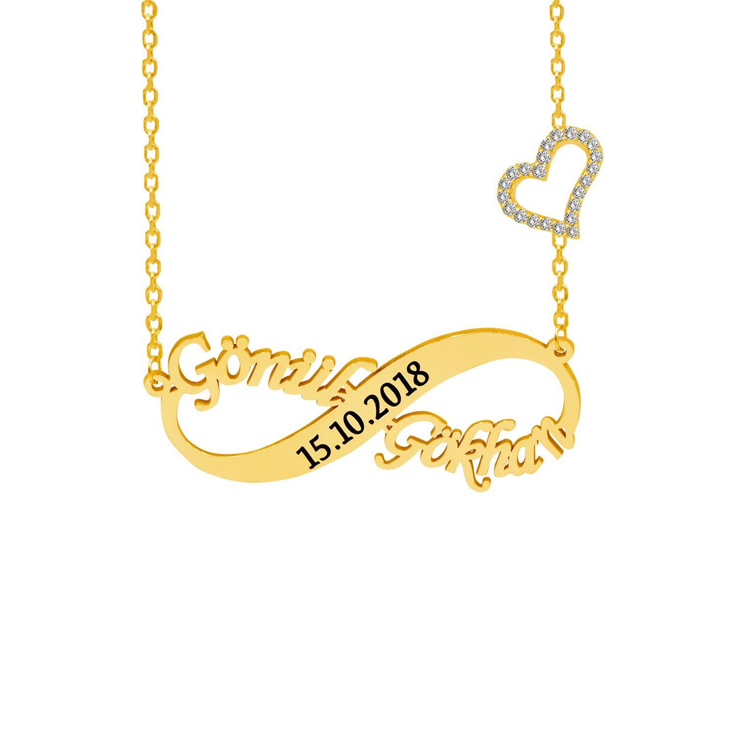 Gümüş Kalpli Sonsuzluk İsimli Kolye