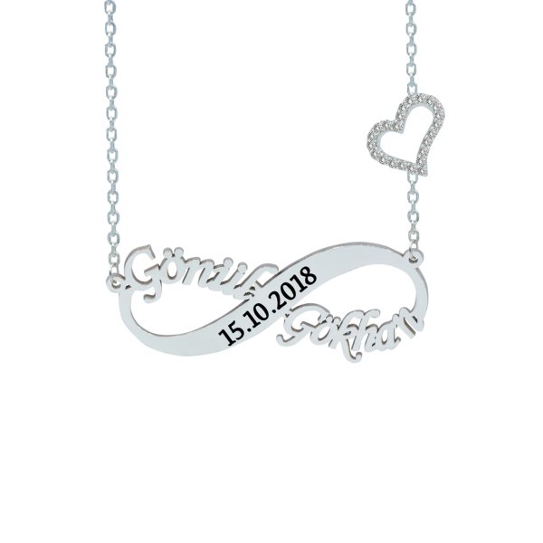 Gümüş Kalpli Sonsuzluk İsimli Kolye