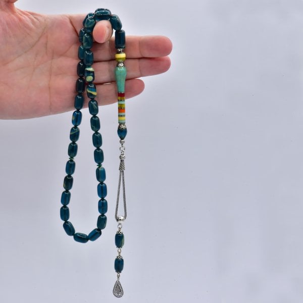 Nakkaş İmame İşlemeli Ateş Kehribar Tesbih