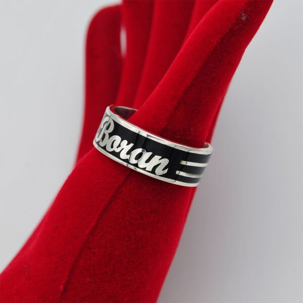 Gümüş Özel Tasarım Mineli Kalpli Harfli Yüzük