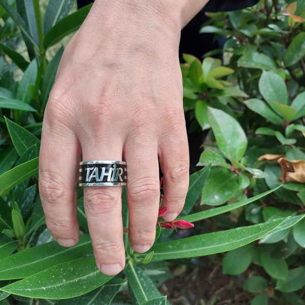 Gümüş Özel Tasarım Mineli Kalpli Harfli Yüzük