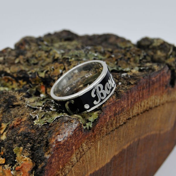 Gümüş Özel Tasarım Mineli Kalpli Harfli Yüzük