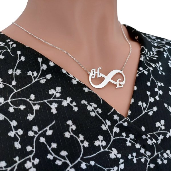Gümüş Kişiye Özel Sonsuzluk Harfli Kolye
