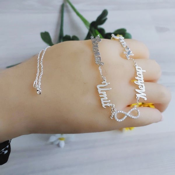 Gümüş Taşlı Sonsuzluk 4 isimli Kolye