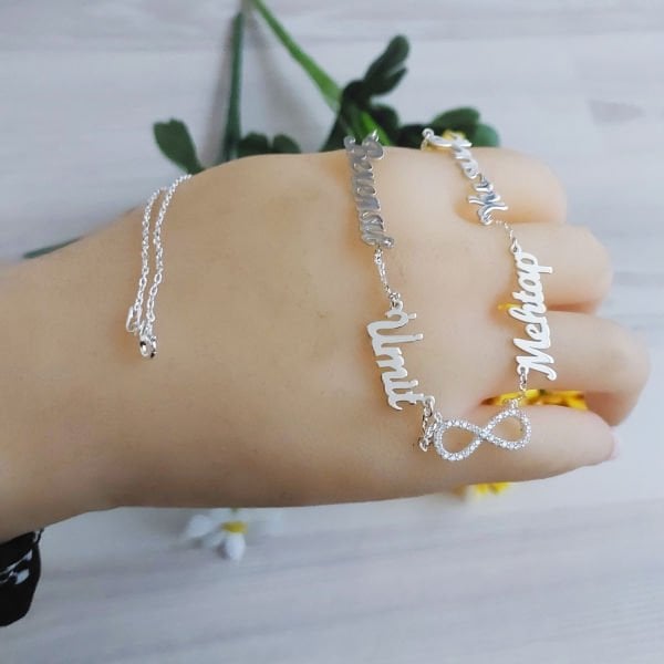 Gümüş Taşlı Sonsuzluk 4 isimli Kolye